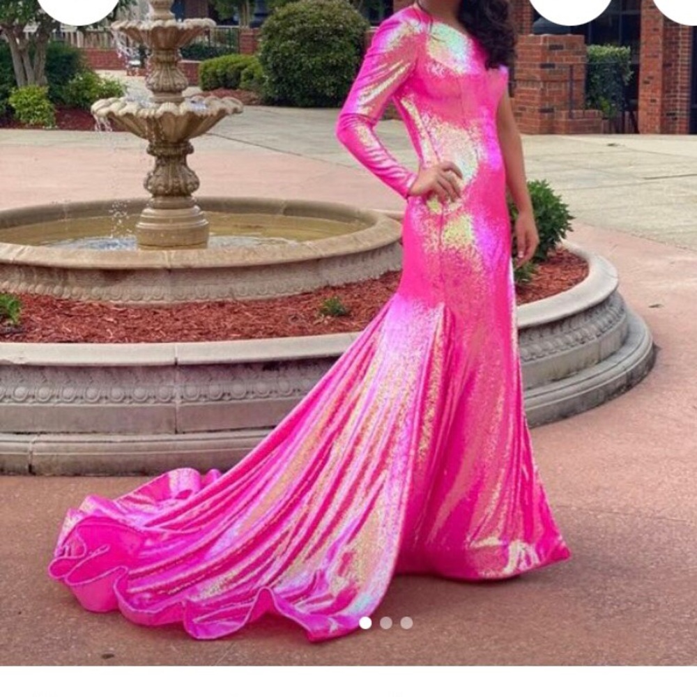 Bright Pink Iridescent Sequin Gown
